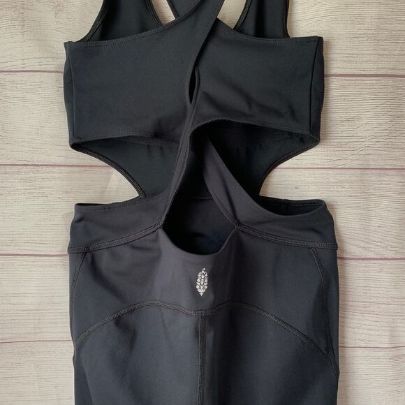 Free People Movement Black One-Piece Athletic Jumpsuit Crisscross Back Size M - Picture 8 of 12